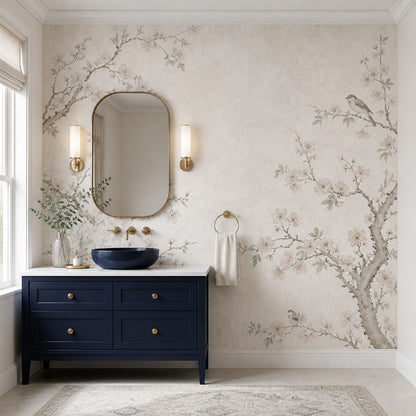 Cherry Blossoms Wallpaper Birds Chinoiserie Wall Mural