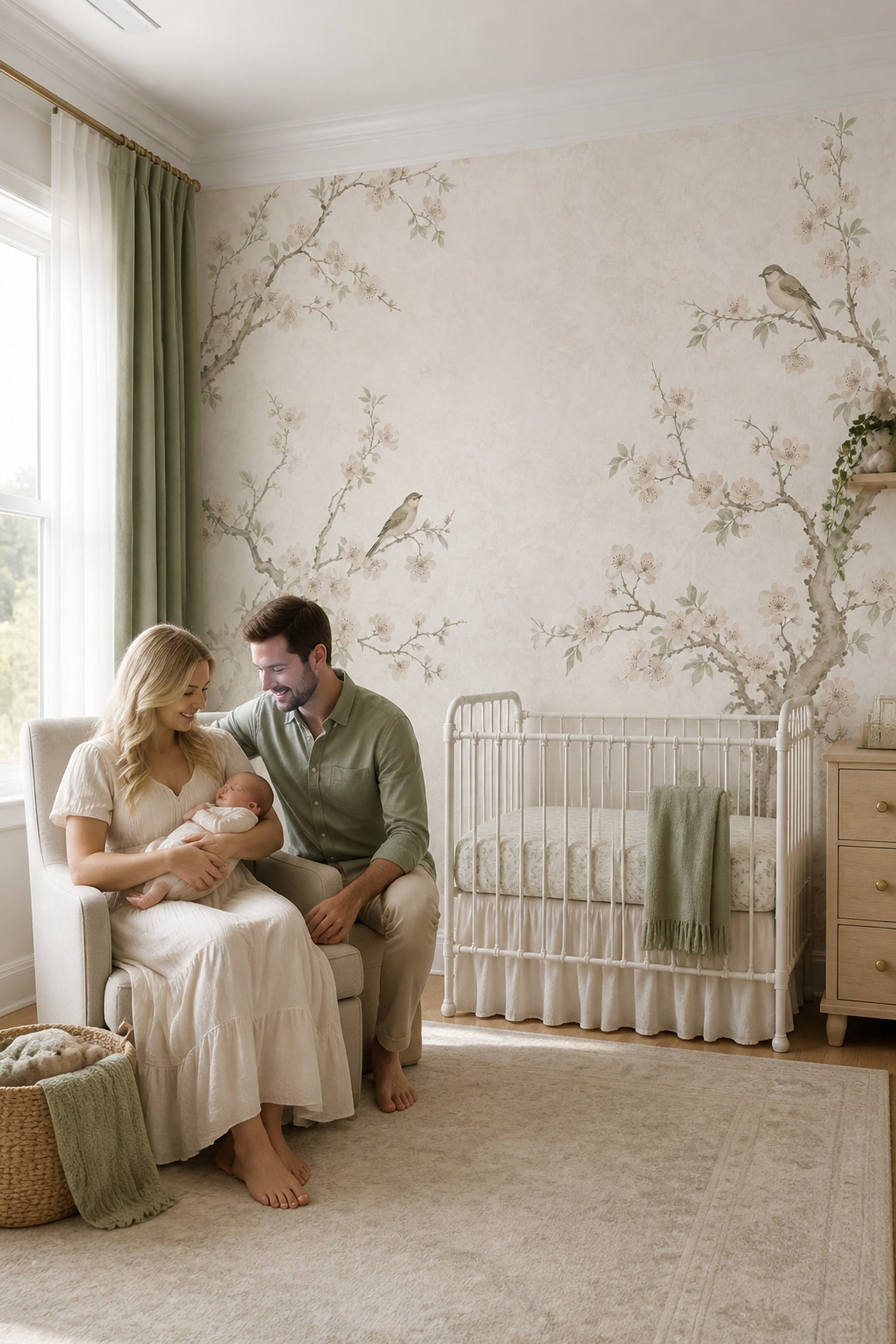 Cherry Blossoms Wallpaper Birds Chinoiserie Wall Mural