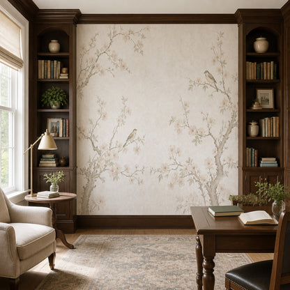 Cherry Blossoms Wallpaper Birds Chinoiserie Wall Mural