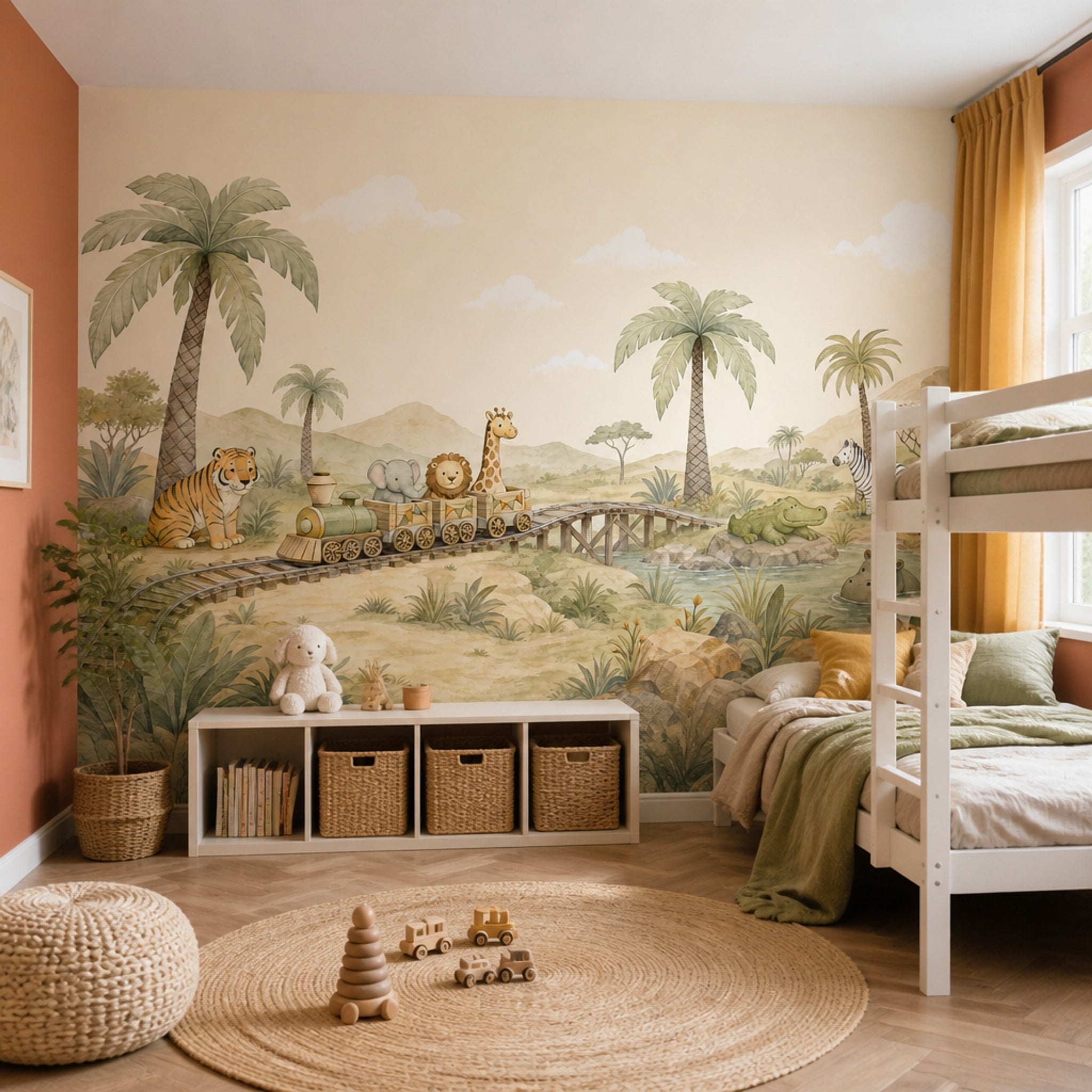 Safari Wallpaper Watercolor Nursery Wall Mural