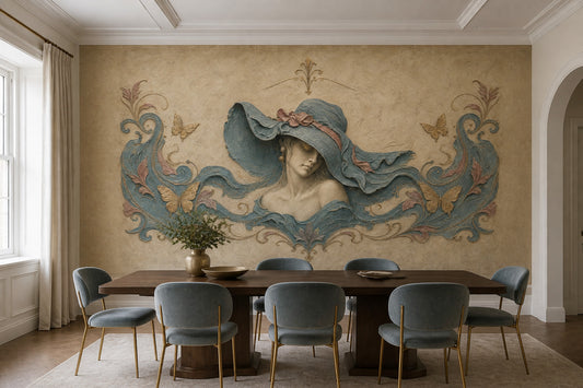 Vintage Portrait Wallpaper Ornamental Antique Fresco Removable Wall Decor
