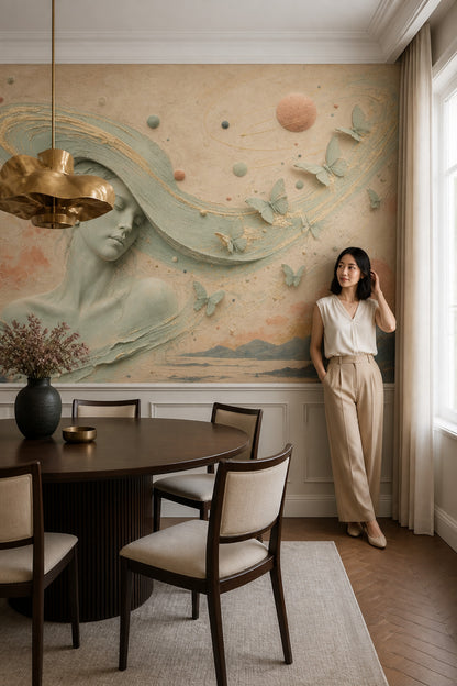Woman Portrait Wallpaper Surreal Removable Celestial Wall Decor