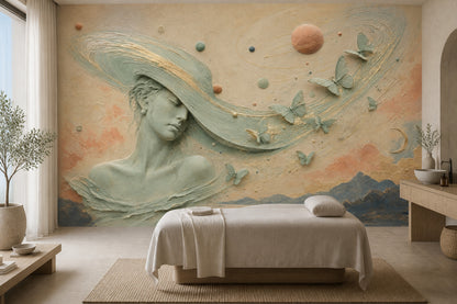 Woman Portrait Wallpaper Surreal Removable Celestial Wall Decor