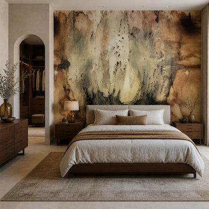 Muted Green Wallpaper Fresco Wall Abstract Wall Mural