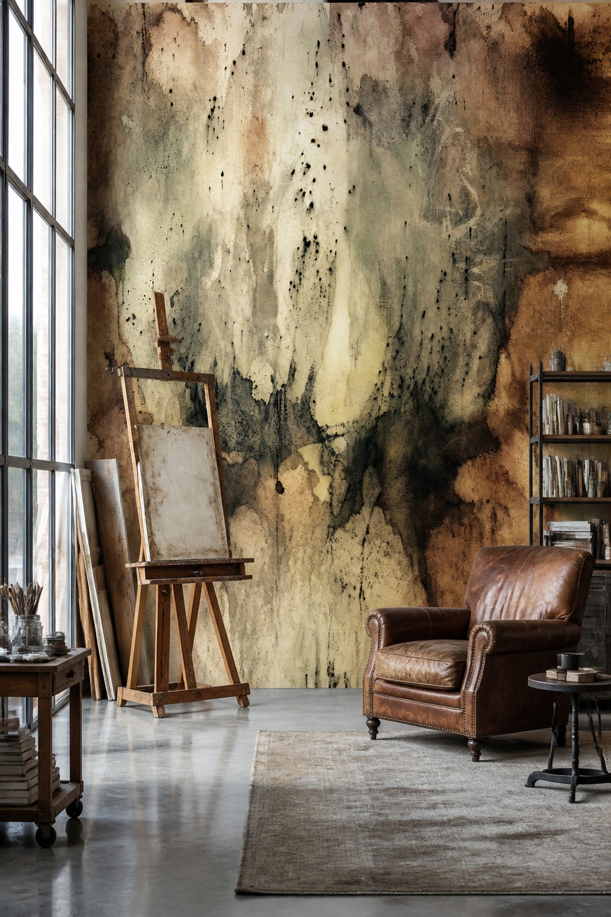 Muted Green Wallpaper Fresco Wall Abstract Wall Mural