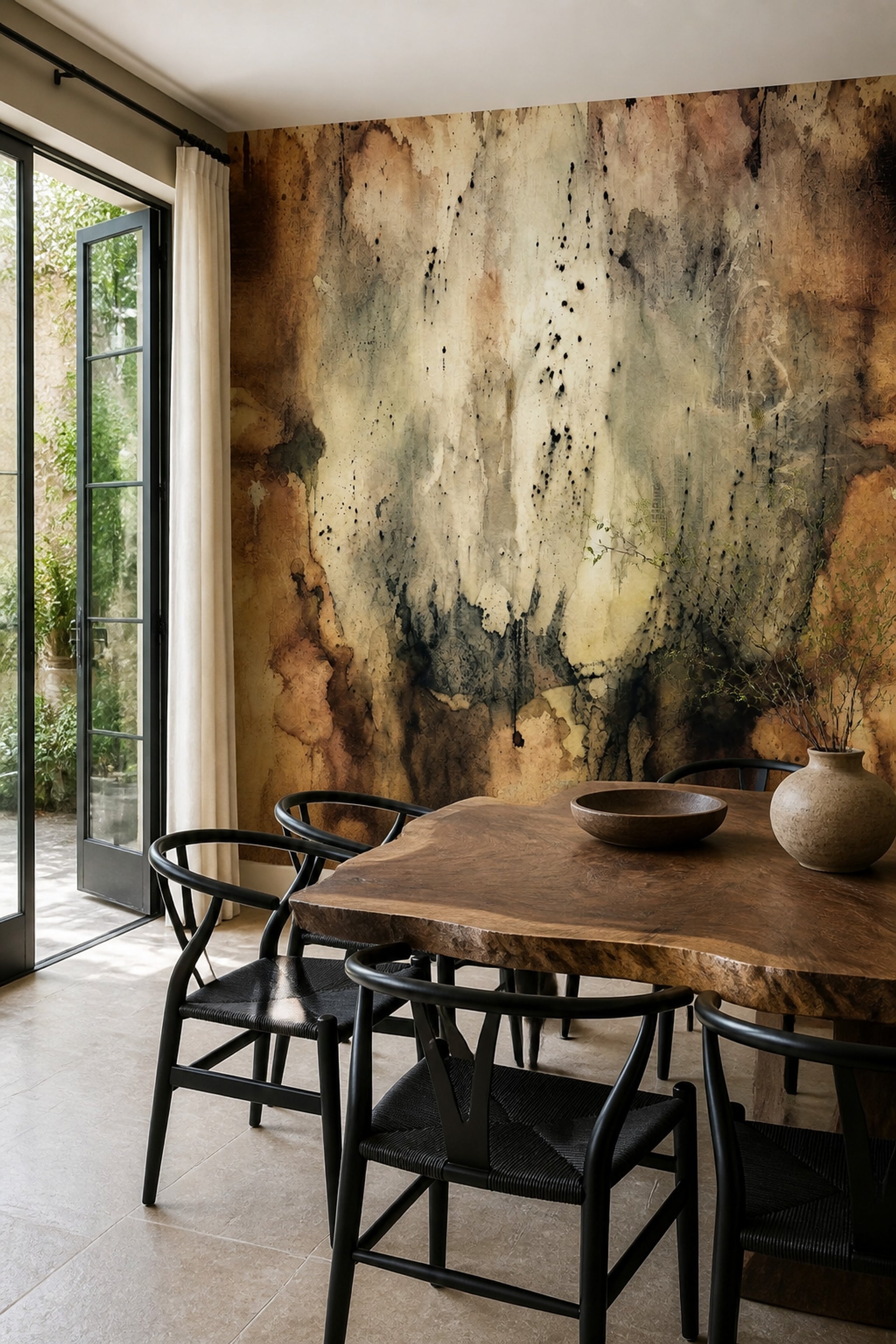 Muted Green Wallpaper Fresco Wall Abstract Wall Mural