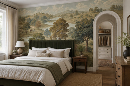 Pastoral Landscape Wallpaper Rolling Hills Removable Horses Wall Decor