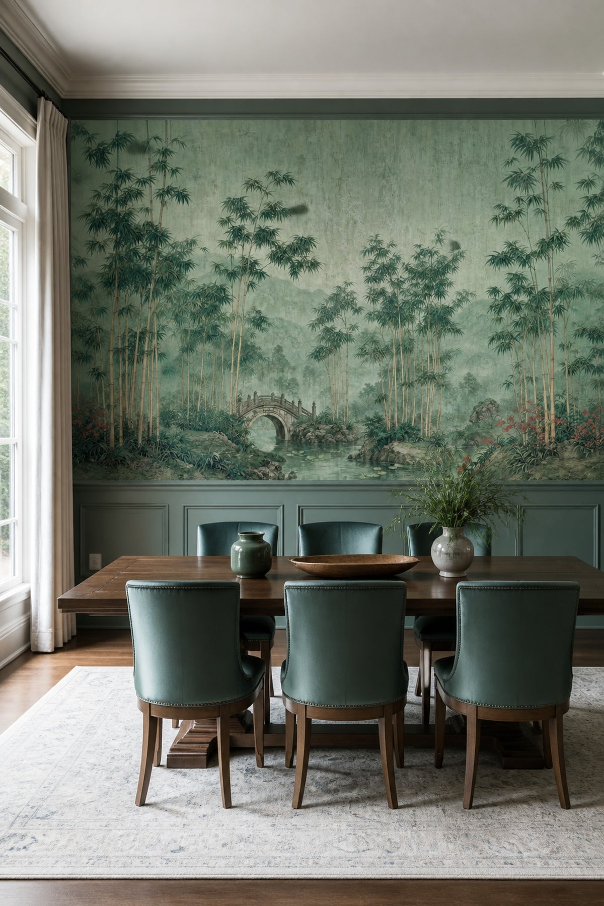 Muted Green Wallpaper Sage Green Removable Chinoiserie Wall Decor