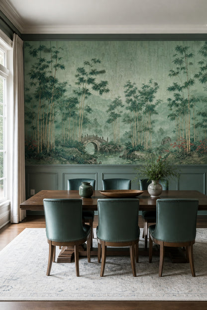 Muted Green Wallpaper Sage Green Removable Chinoiserie Wall Decor