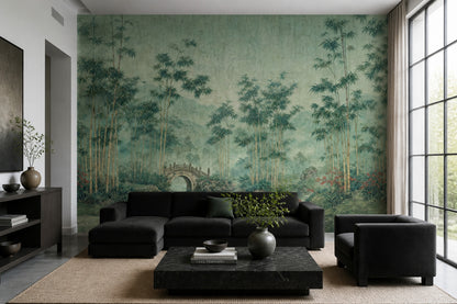 Muted Green Wallpaper Sage Green Removable Chinoiserie Wall Decor