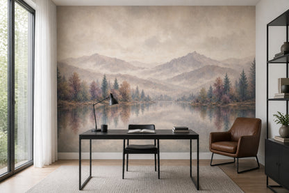 Cloudy Sky Wallpaper Misty Valley Mountain Removable Wall Decor