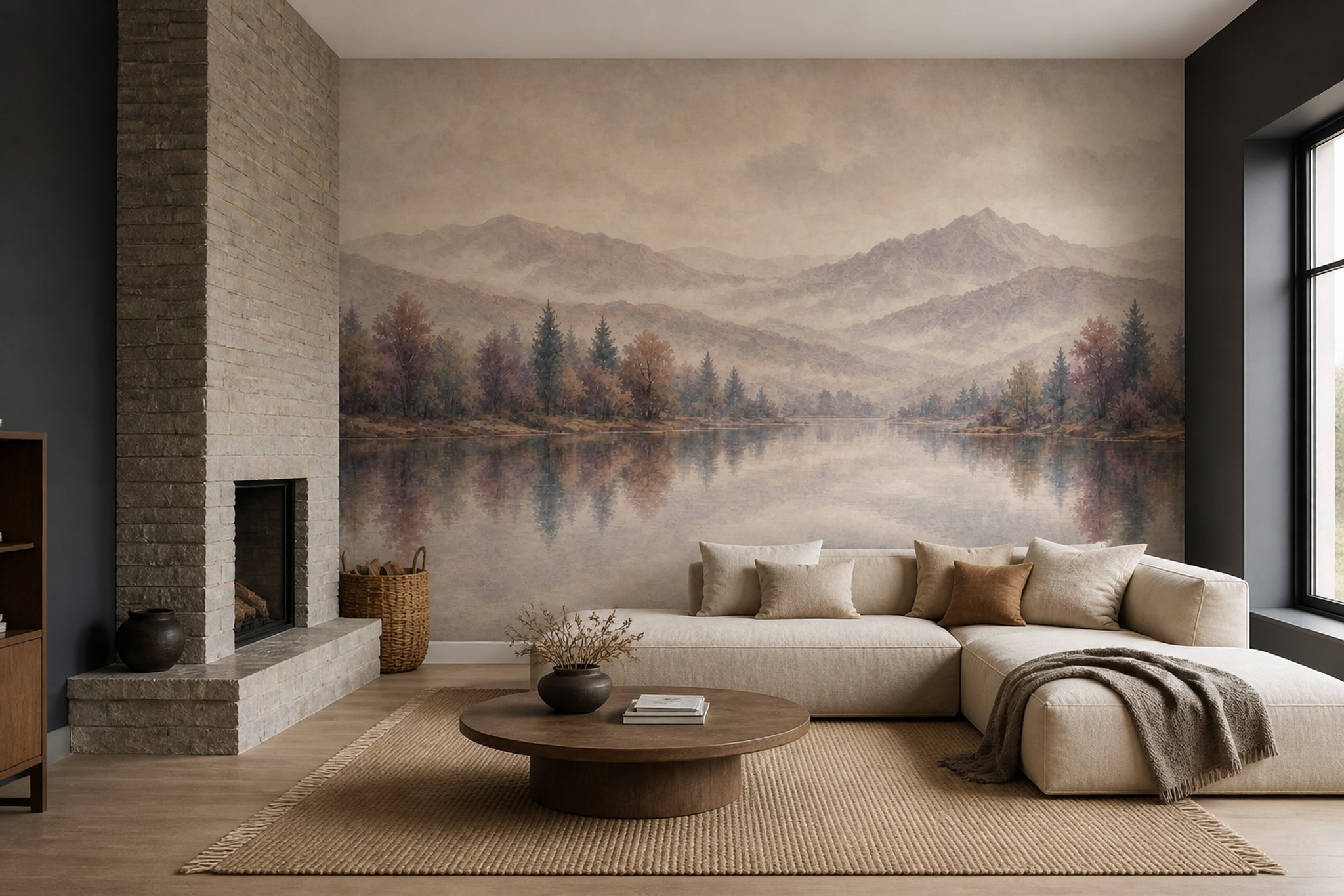 Cloudy Sky Wallpaper Misty Valley Mountain Removable Wall Decor