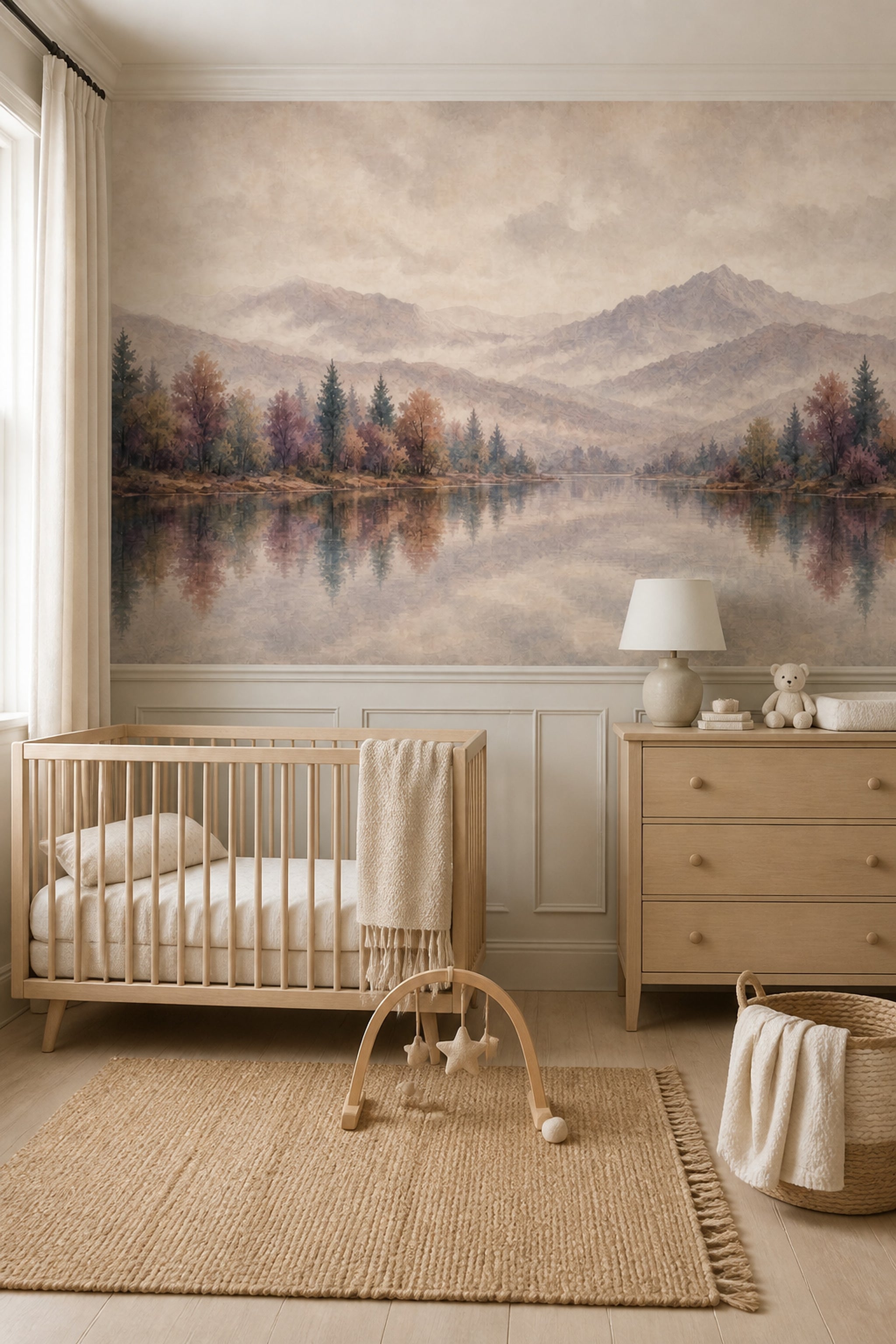 Cloudy Sky Wallpaper Misty Valley Mountain Removable Wall Decor