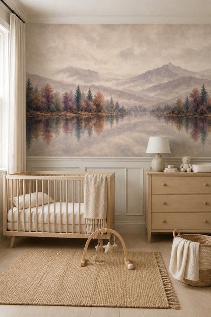 Cloudy Sky Wallpaper Misty Valley Mountain Removable Wall Decor