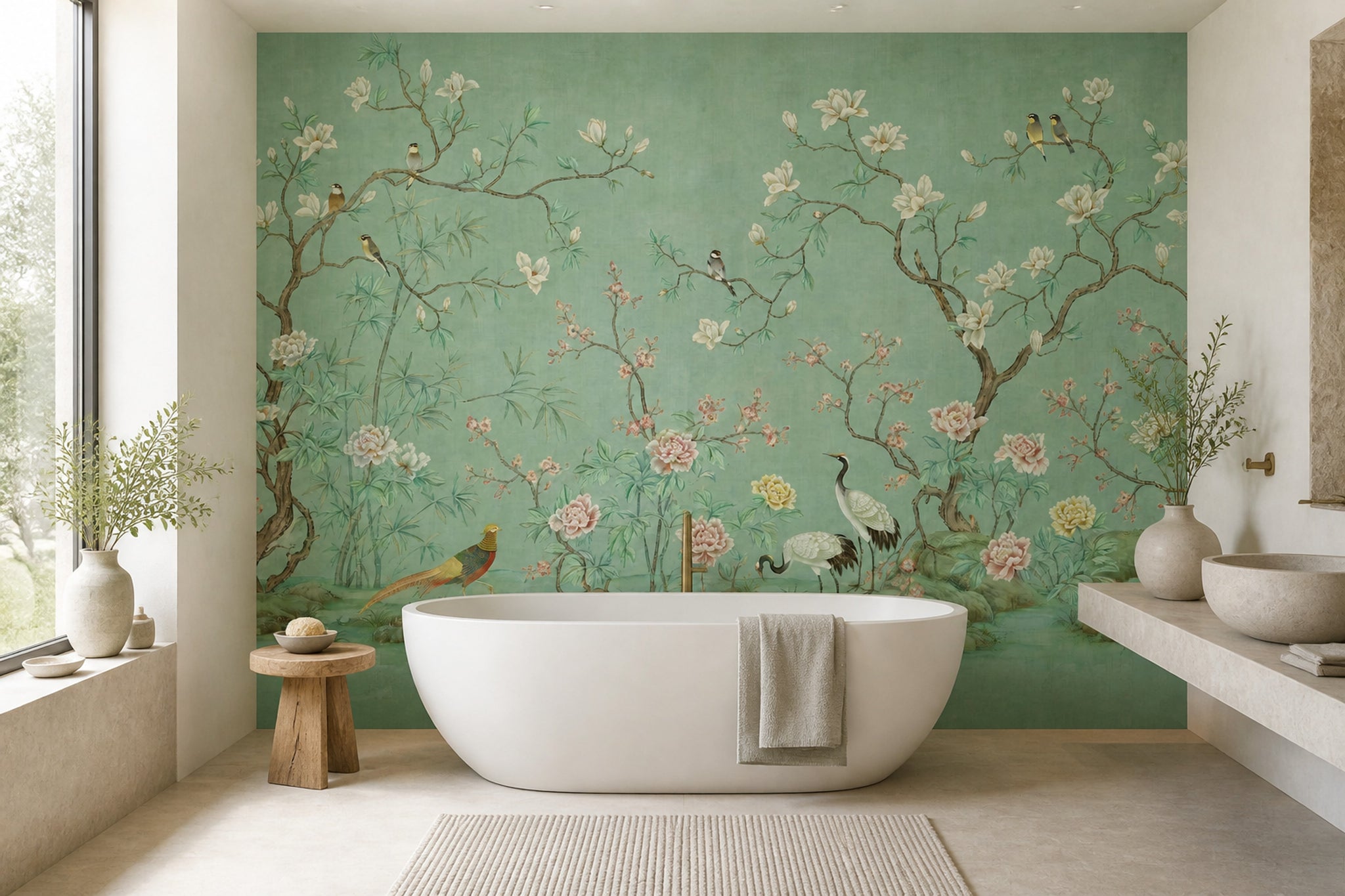 Chinoiserie Wallpaper Floral Garden Removable Wall Decor