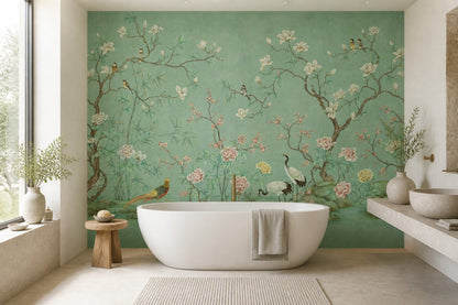 Chinoiserie Wallpaper Floral Garden Removable Wall Decor