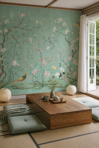 Chinoiserie Wallpaper Floral Garden Removable Wall Decor