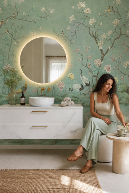 Chinoiserie Wallpaper Floral Garden Removable Wall Decor