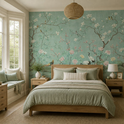 Chinoiserie Wallpaper Floral Garden Removable Wall Decor