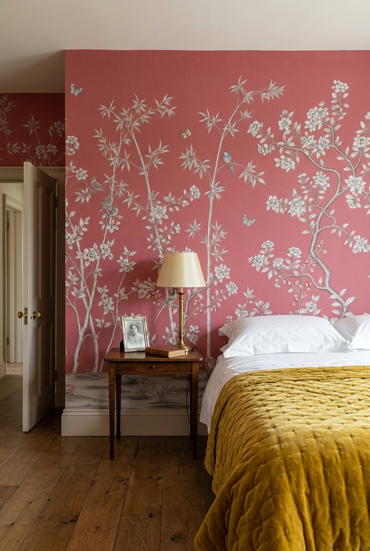 Chinoiserie Wallpaper Pink Removable Floral Wall Decor