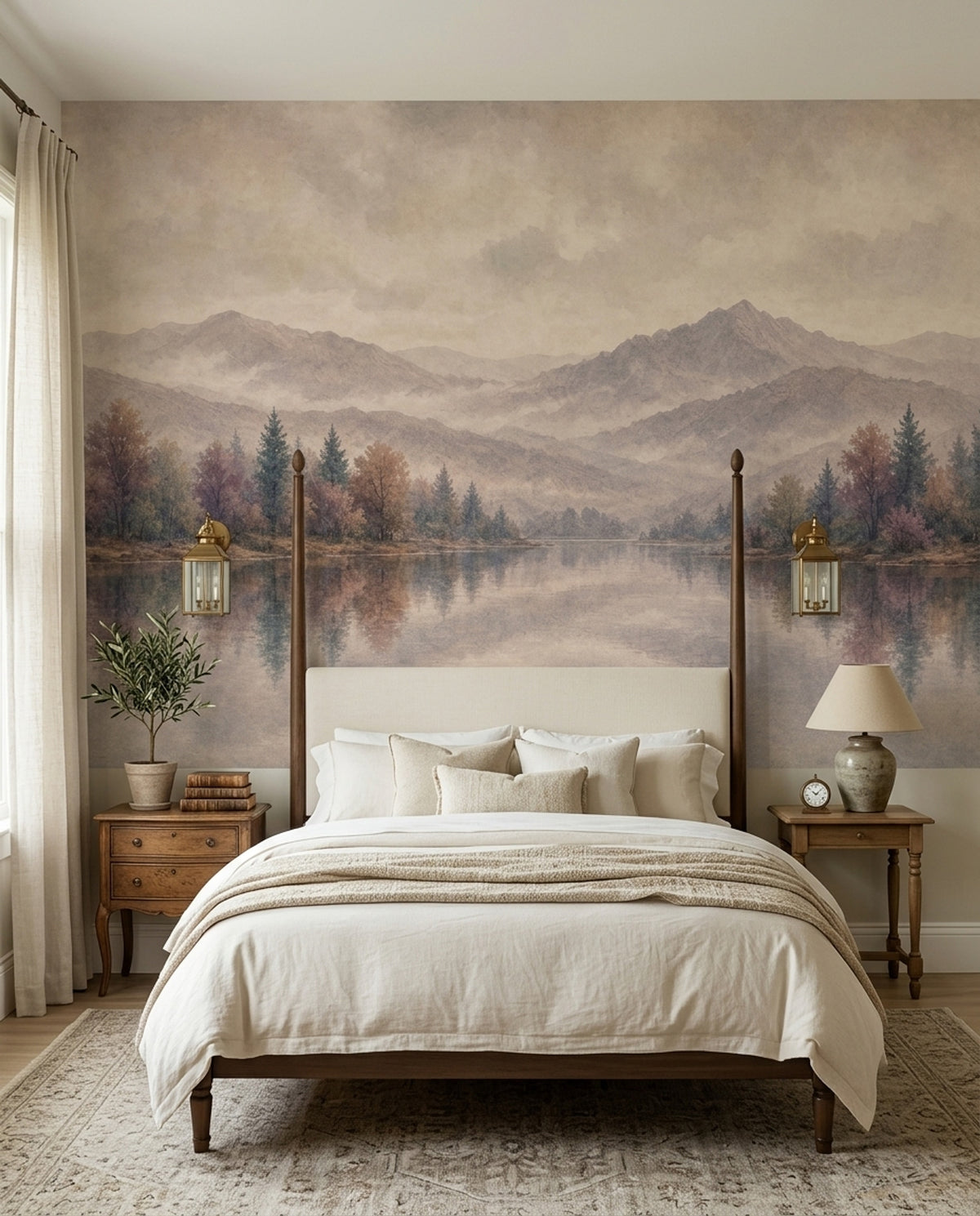 Cloudy Sky Wallpaper Misty Valley Mountain Removable Wall Decor
