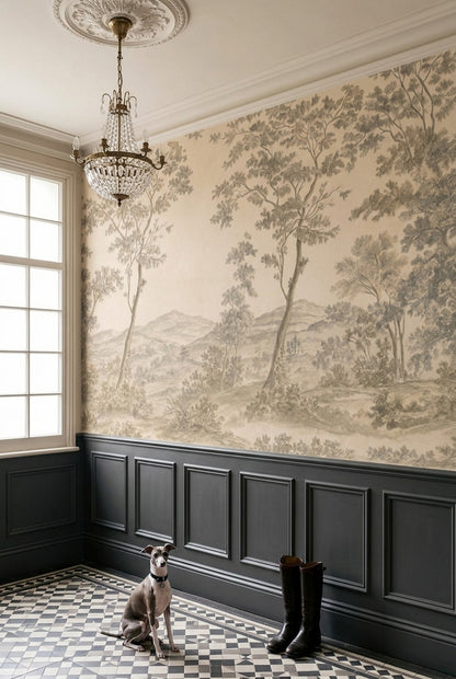 Pastoral Landscape Wallpaper Toile French Country Removable Wall Decor