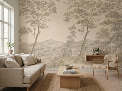 Pastoral Landscape Wallpaper Toile French Country Removable Wall Decor