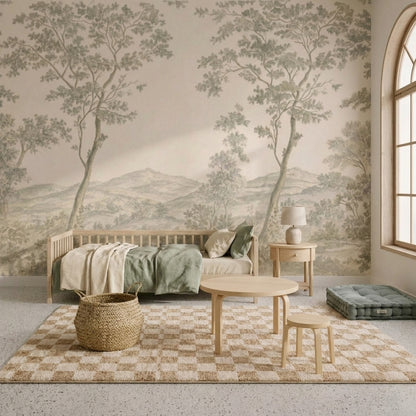 Pastoral Landscape Wallpaper Toile French Country Removable Wall Decor