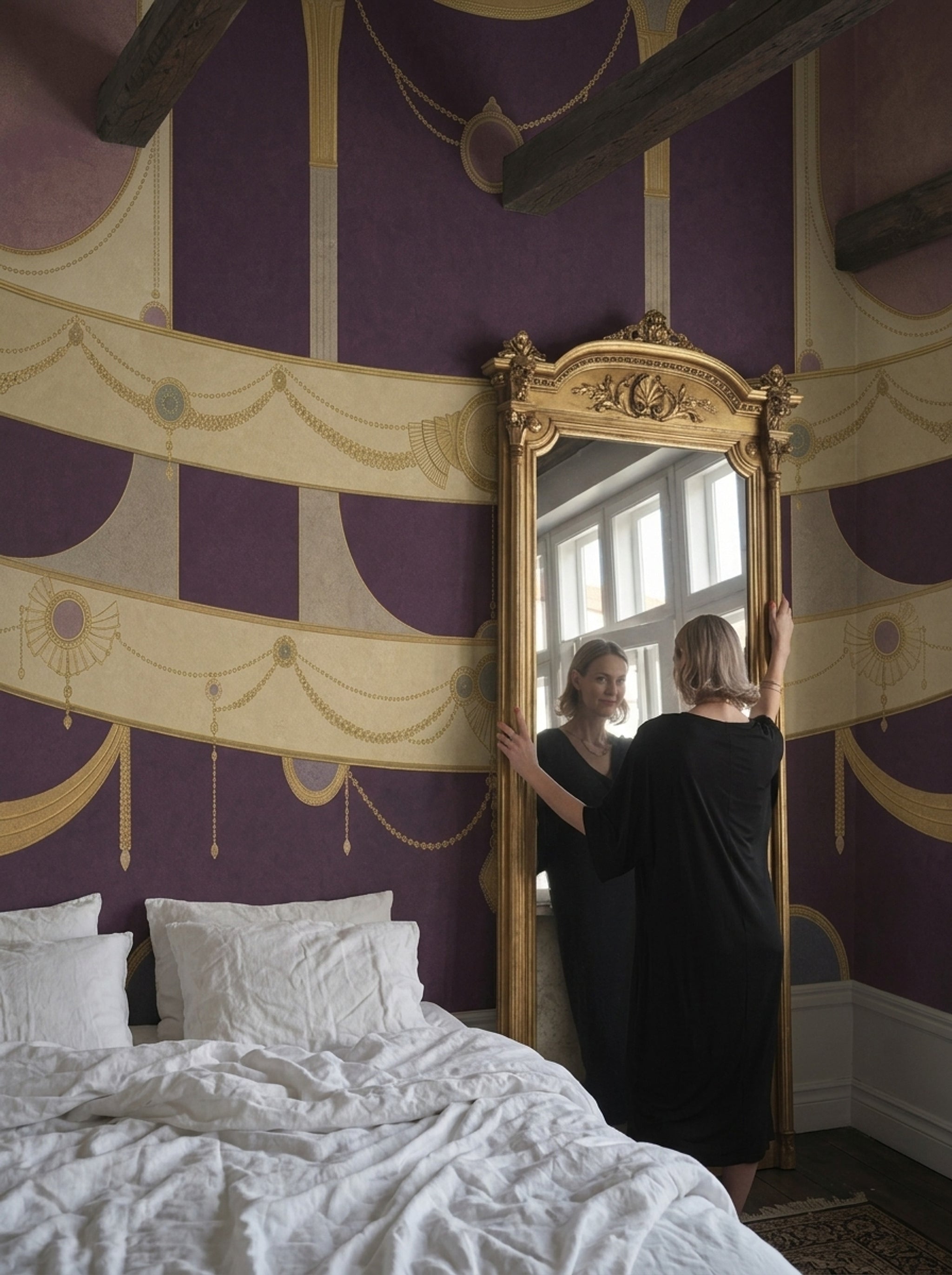 Purple Background Wallpaper Textured Removable Ornate Wall Decor