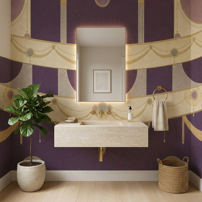 Purple Background Wallpaper Textured Removable Ornate Wall Decor