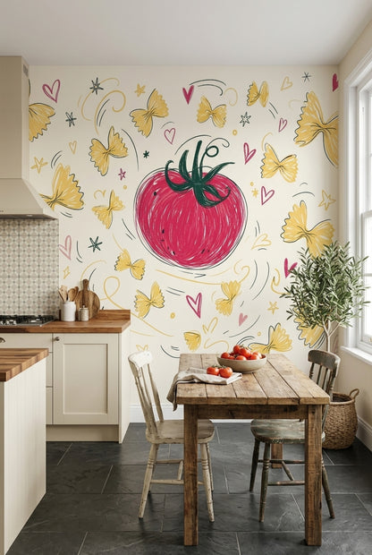 Farfalle Wallpaper Tomato Italian Wall Mural