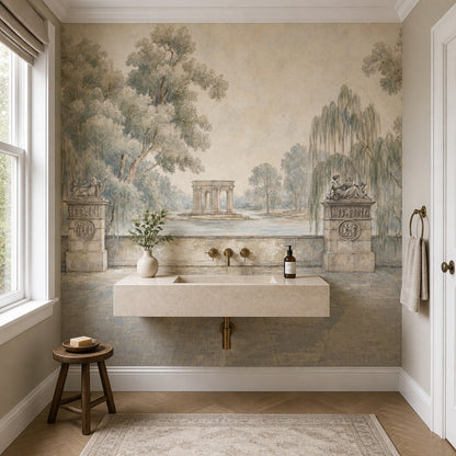 Stone Wall Wallpaper Classical Ruins Removable Pastoral Garden Wall Decor