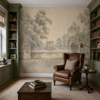 Stone Wall Wallpaper Classical Ruins Removable Pastoral Garden Wall Decor