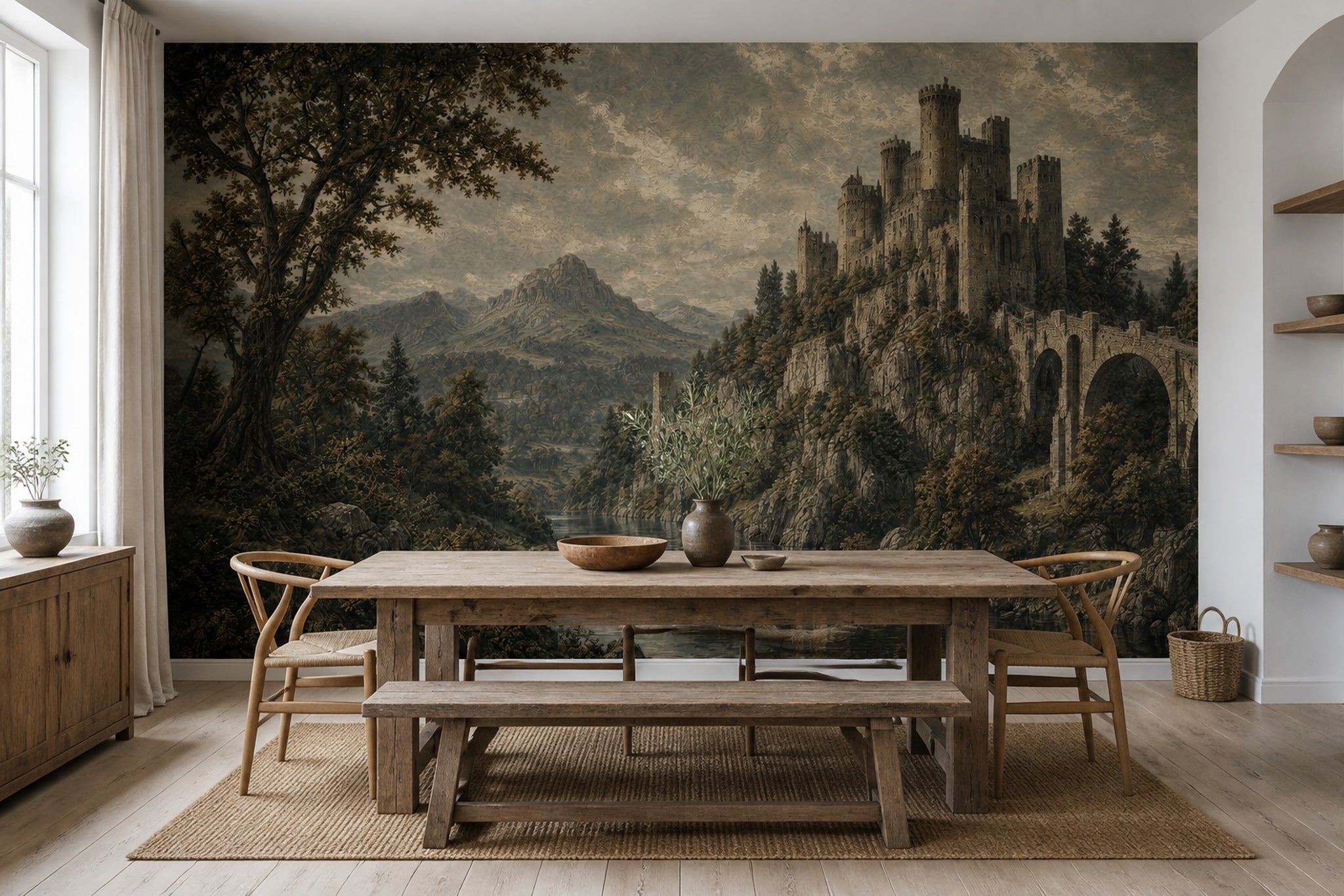 Walls Wallpaper Stone Bridge Medieval Castle Wall Mural