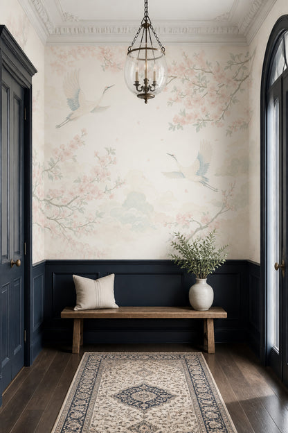 Pink Cherry Wallpaper Blossom Branch Wall Mural