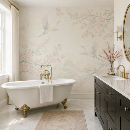Pink Cherry Wallpaper Blossom Branch Wall Mural