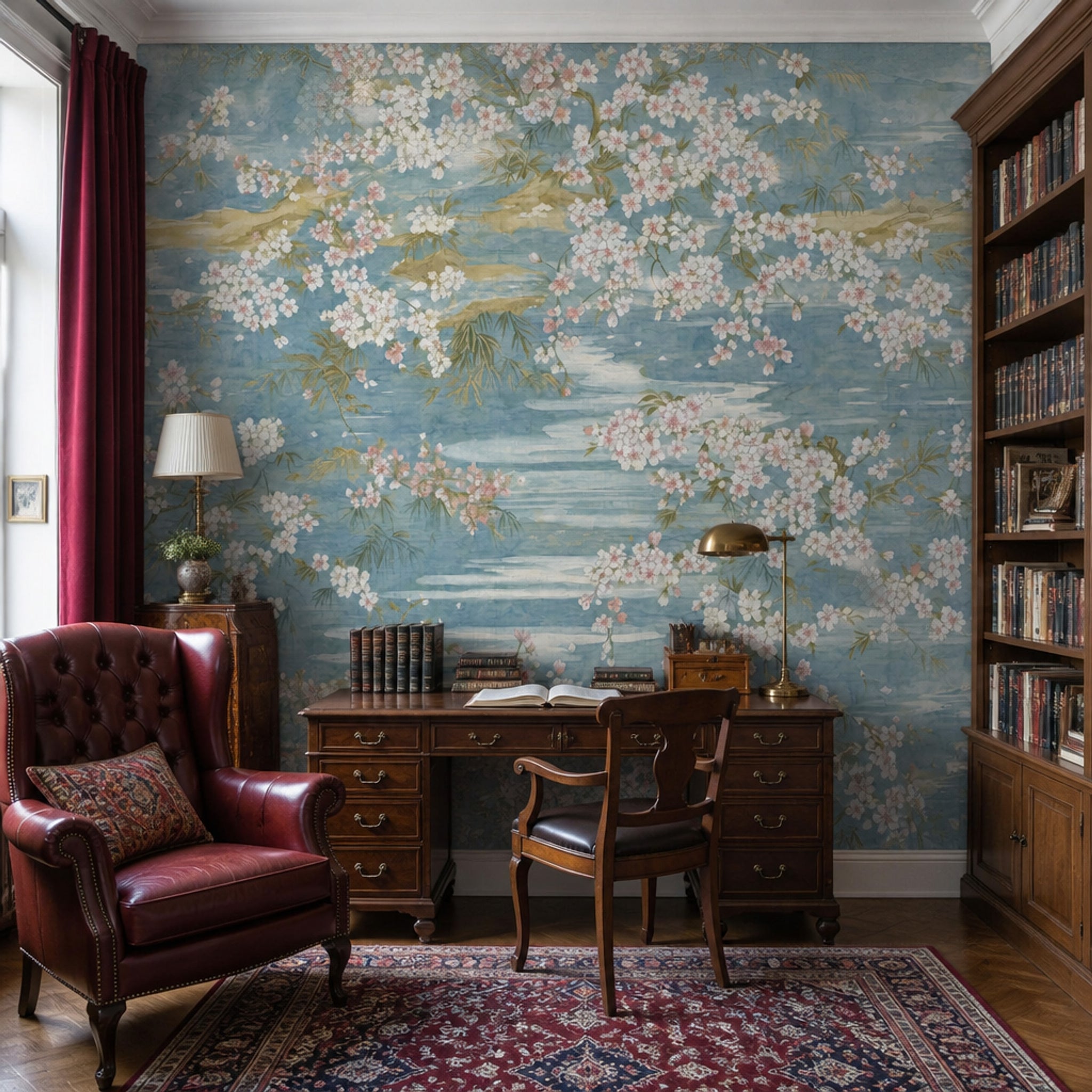 Cherry Blossoms Wallpaper Floral Landscape Watercolor Wall Mural