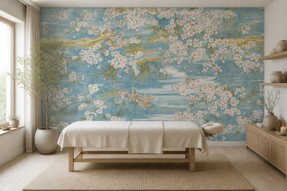 Cherry Blossoms Wallpaper Floral Landscape Watercolor Wall Mural