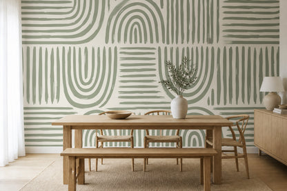Sage Green Wallpaper Abstract Geometric Removable Painted Stripes Wall Decor