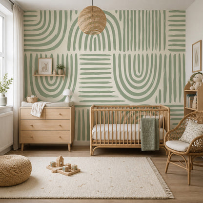 Sage Green Wallpaper Abstract Geometric Removable Painted Stripes Wall Decor