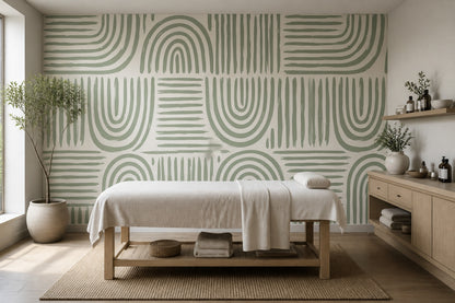 Sage Green Wallpaper Abstract Geometric Removable Painted Stripes Wall Decor