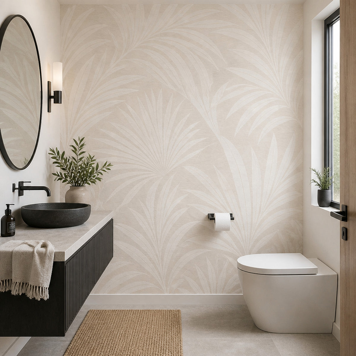 Tropical Leaves Wallpaper Palm Fronds Botanical Removable Wall Decor