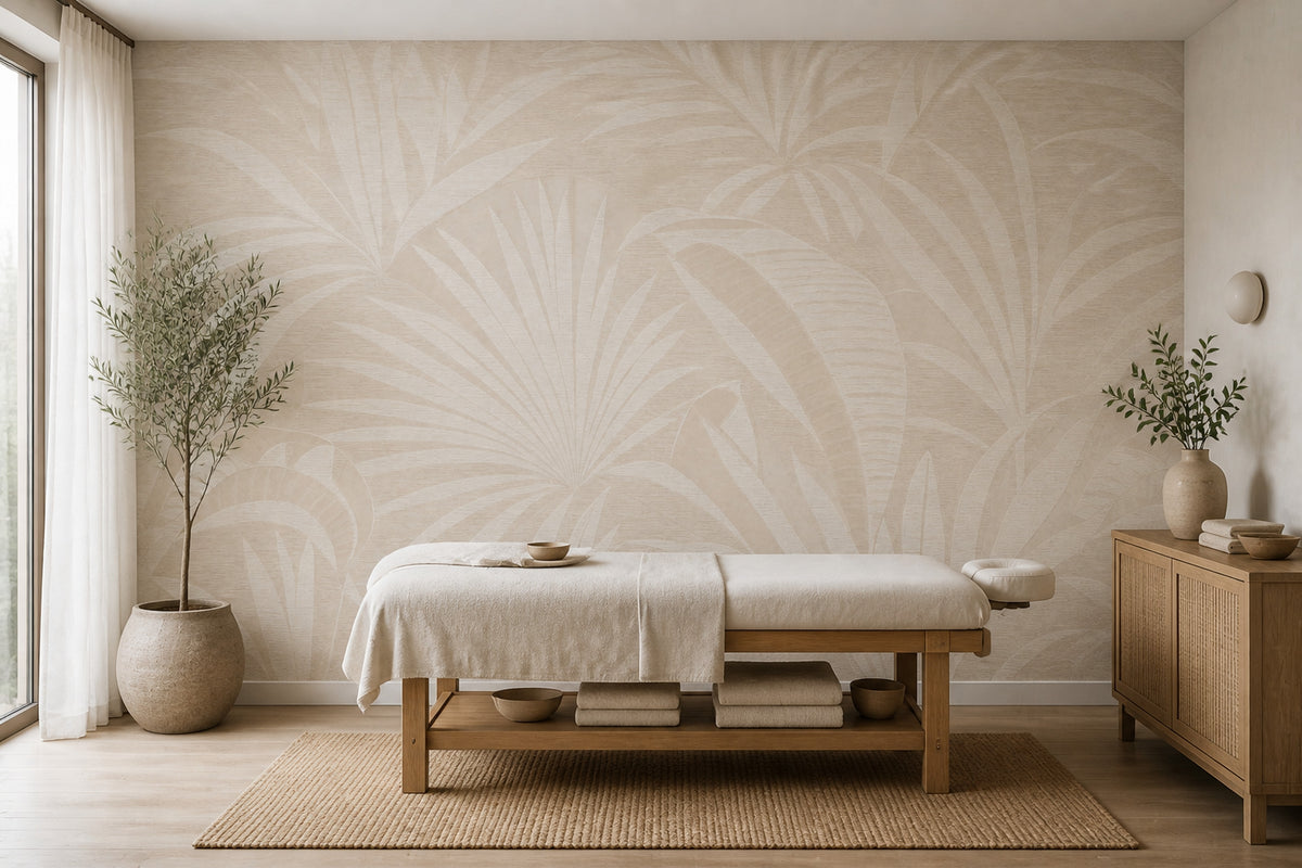 Tropical Leaves Wallpaper Palm Fronds Botanical Removable Wall Decor
