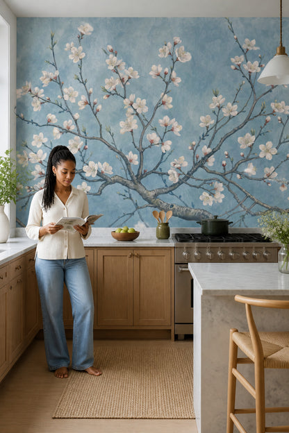 Background White Wallpaper Floral Removable Botanical Wall Decor