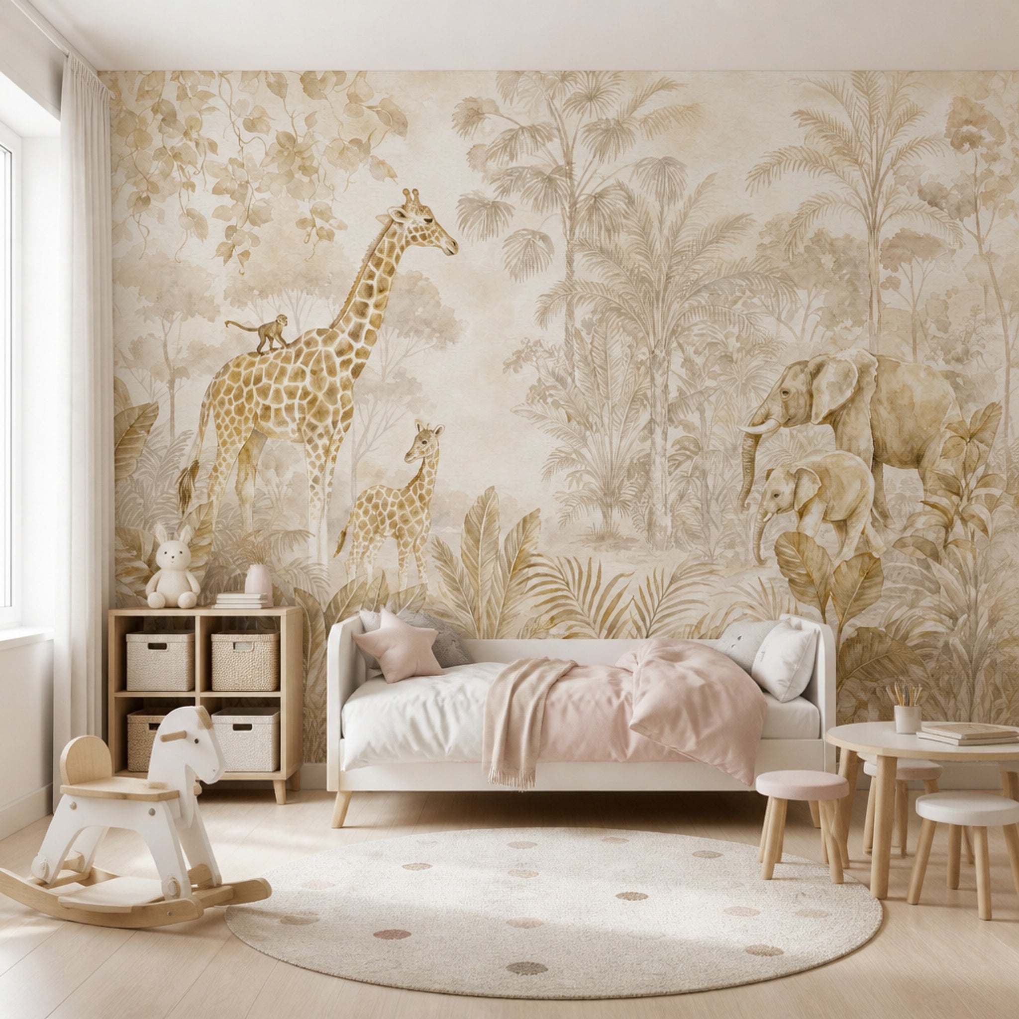 Safari Wallpaper Jungle Watercolor Wall Mural