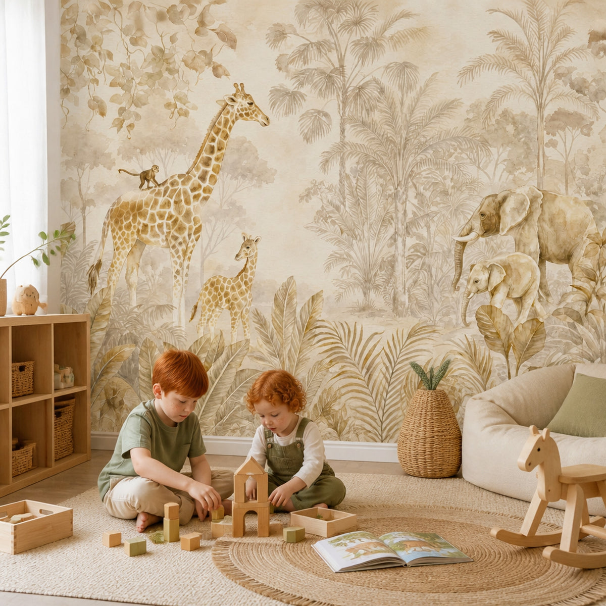 Safari Wallpaper Jungle Watercolor Wall Mural