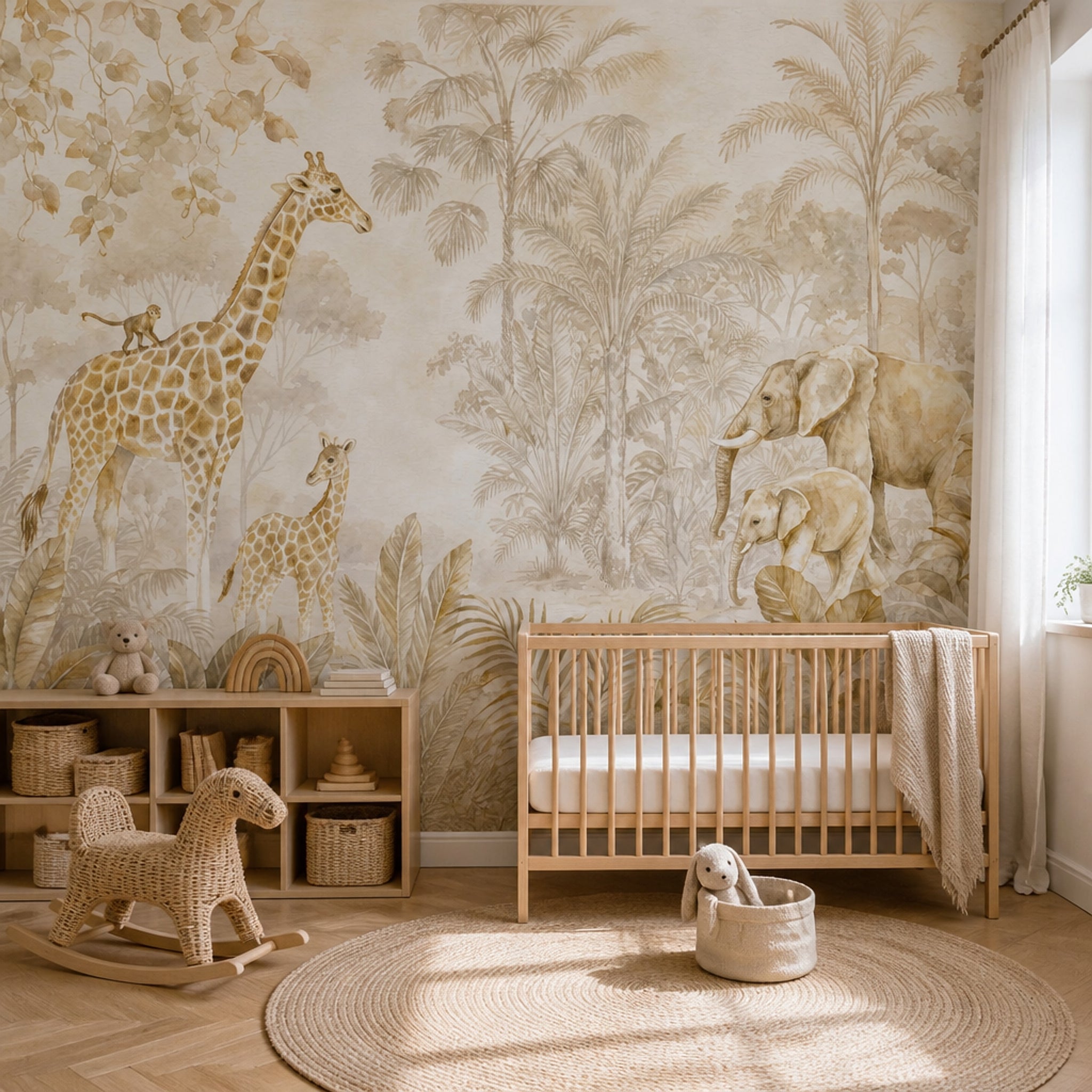 Safari Wallpaper Jungle Watercolor Wall Mural