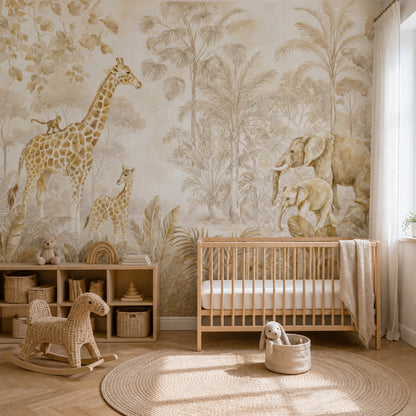 Safari Wallpaper Jungle Watercolor Wall Mural