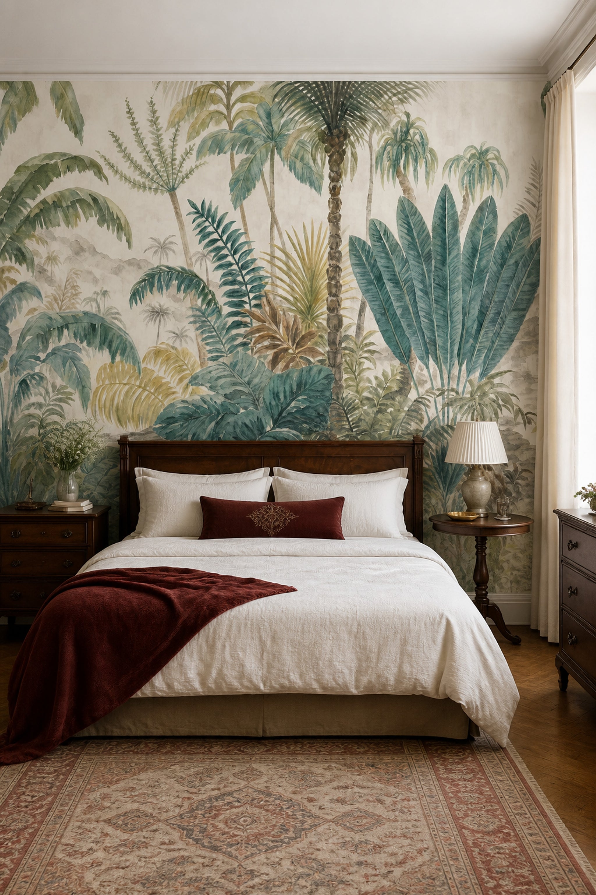 Tropical Wallpaper Botanical Removable Palm Trees Wall Decor