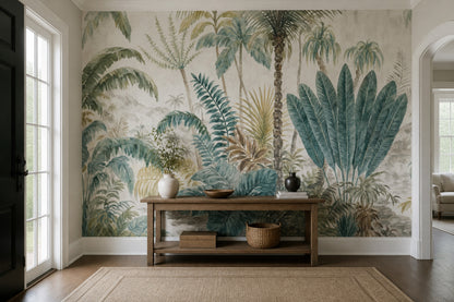 Tropical Wallpaper Botanical Removable Palm Trees Wall Decor
